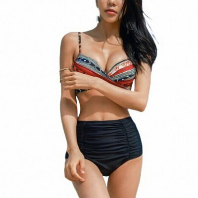 Bikinis 2019 mujer Women Sexy Ethnic Style Gathered High Waist Print Simple Lace-Up Openwork Halter Cross Strap Split Bikini Set
Bikinis 2019 mujer Women Sexy Ethnic Style Gathered High Waist Print Simple Lace-Up Openwork Halter Cross Strap Split Bikini Set