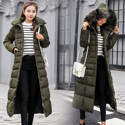 Womens cotton coat womens winter Korean version of the long section over the knee color fur collar large size down cotton suit Slim cotton jacket
Womens cotton coat womens winter Korean version of the long section over the knee color fur collar large size down cotton suit Slim cotton jacket