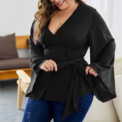 Gobestart Womens Fashion V-Neck Plus Size Solid Color Strap Print Speaker Long Sleeve Top
Gobestart Womens Fashion V-Neck Plus Size Solid Color Strap Print Speaker Long Sleeve Top