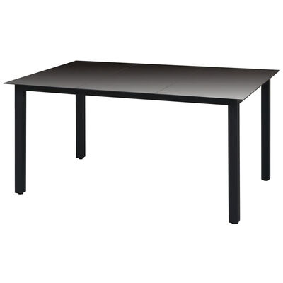 Garden Dining Table Glass Aluminum 591"x354"x291" Black