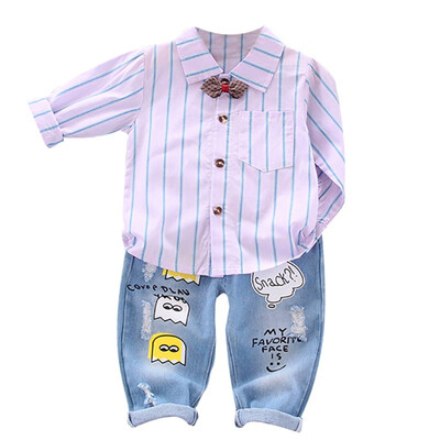 Baby Boys Clothes Set Autumn Long Sleeve Striped Cat Print Shirt Blouse TopsDenim Pants Children Trouser Set
Baby Boys Clothes Set Autumn Long Sleeve Striped Cat Print Shirt Blouse TopsDenim Pants Children Trouser Set