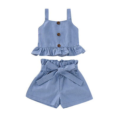 Summer Baby Girls Clothes Solid Pattern Strap Tops T-shirt Shorts With Bowknot Suits Casual Costume Set
Summer Baby Girls Clothes Solid Pattern Strap Tops T-shirt Shorts With Bowknot Suits Casual Costume Set