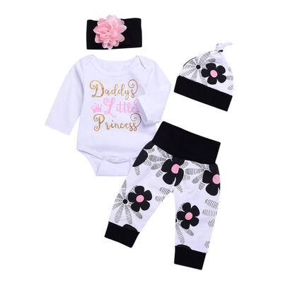 Newborn Baby Girl Long Sleeve Cotton Romper Outfit Toddler Childrens Clothing Tops Flower Pants Headband Hat 4 Pieces Set
Newborn Baby Girl Long Sleeve Cotton Romper Outfit Toddler Childrens Clothing Tops Flower Pants Headband Hat 4 Pieces Set