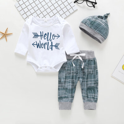 Baby Girls Boys Clothes Set Kid Letter Printed Clothing Set Cotton Infant Long Sleeve Romper Tops Trousers Hat
Baby Girls Boys Clothes Set Kid Letter Printed Clothing Set Cotton Infant Long Sleeve Romper Tops Trousers Hat