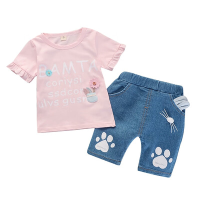 Summer Baby Girls Short Sleeve Floral Letter Print T-shirt TopsDenim Shorts Suits Casual Outfits Sets
Summer Baby Girls Short Sleeve Floral Letter Print T-shirt TopsDenim Shorts Suits Casual Outfits Sets