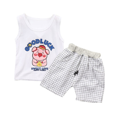 Baby Clothes Summer Baby Boys Girls Sleeveless Cartoon Letter Print Tops Blouse VestPlaid Shorts Casual Outfits Set Boy Clothes
Baby Clothes Summer Baby Boys Girls Sleeveless Cartoon Letter Print Tops Blouse VestPlaid Shorts Casual Outfits Set Boy Clothes