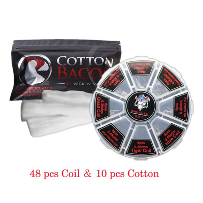 48pcslot Prebuilt Coils 8 in 1 Kit Wire Coils&10 Pcslot Organic Cotton with Strong Absorption Ability
48pcslot Prebuilt Coils 8 in 1 Kit Wire Coils&10 Pcslot Organic Cotton with Strong Absorption Ability