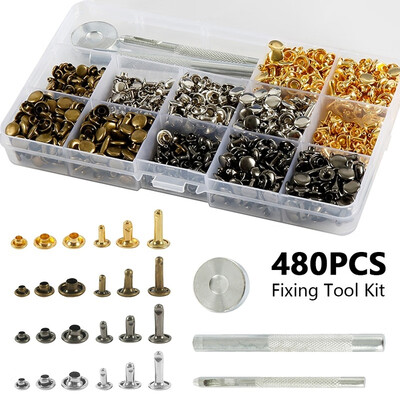 120360480 Pcsset Metal Tubular Rivets Leather Rivets Double Cap Rivet Metal Studs Tubular Simple Cap with Fixing Tool Kit
120360480 Pcsset Metal Tubular Rivets Leather Rivets Double Cap Rivet Metal Studs Tubular Simple Cap with Fixing Tool Kit