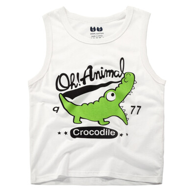 Boy Sleeveless Cotton Tank Tops Round Neck Summer Kids Clothes Cute Cartoon Crocodile Printing Vest White 140
Boy Sleeveless Cotton Tank Tops Round Neck Summer Kids Clothes Cute Cartoon Crocodile Printing Vest White 140