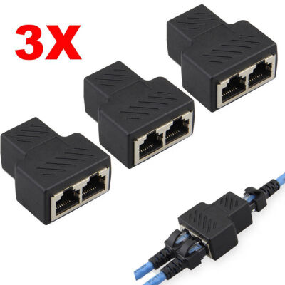 3 Pack RJ45 Splitter Adapter 1 to 2 Ways Dual Female Port CAT567 LAN Ethernet Cable
3 Pack RJ45 Splitter Adapter 1 to 2 Ways Dual Female Port CAT567 LAN Ethernet Cable