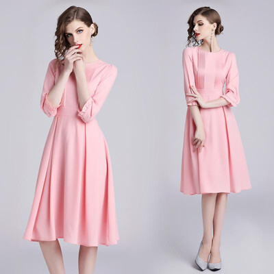 M L XL XXL elegant new summer 2019 midi dress women 34 sleeve pink office A line lady
M L XL XXL elegant new summer 2019 midi dress women 34 sleeve pink office A line lady