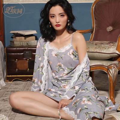 Qingtong nightgown cotton long-sleeved spring&summer sexy sling pajamas womens two-piece home service 3373238 gray blue XXL
Qingtong nightgown cotton long-sleeved spring&summer sexy sling pajamas womens two-piece home service 3373238 gray blue XXL