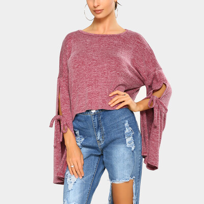 New Fashion Women Autumn Winter Crop Top Round Neck Strappy Slit Sleeves Solid Color Cropped T-Shirt
New Fashion Women Autumn Winter Crop Top Round Neck Strappy Slit Sleeves Solid Color Cropped T-Shirt