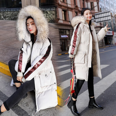Sequins with large fur collar&golden fleece womens style chic show thin warm thick cotton jacket winter wear new trend
Sequins with large fur collar&golden fleece womens style chic show thin warm thick cotton jacket winter wear new trend