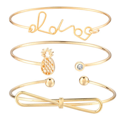 Fashion Simple 3Pcs Bracelet Set Arrow Bowknot Letters Leaf Pineapple Feather Embedded Diamond Women Bracelets
Fashion Simple 3Pcs Bracelet Set Arrow Bowknot Letters Leaf Pineapple Feather Embedded Diamond Women Bracelets