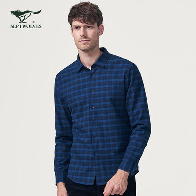 Seven wolves long-sleeved shirt mens new business casual mens square collar plus velvet cotton plaid long-sleeved shirt mens 102 dark blue 17050AL
Seven wolves long-sleeved shirt mens new business casual mens square collar plus velvet cotton plaid long-sleeved shirt mens 102 dark blue 17050AL