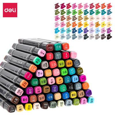 Deli deli 60 color square pole double head alcohol oil professional marker set student hand-painted comic design painting color pen note pen 70800-60
Deli deli 60 color square pole double head alcohol oil professional marker set student hand-painted comic design painting color pen note pen 70800-60