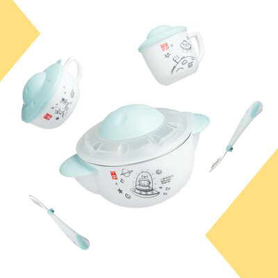 Gb good childrens tableware complementary food bowl baby sucker bowl water injection insulation bowl single ear bowl water cup spoon fork stainless steel cutlery 5 piece set UFO series blue&white
Gb good childrens tableware complementary food bowl baby sucker bowl water injection insulation bowl single ear bowl water cup spoon fork stainless steel cutlery 5 piece set UFO series blue&white