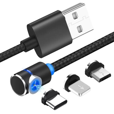 90 Degree 3 in 1 Led Cable Magnetic Charging Cable for iPhone X 8 7 6 Plus Nylon Micro USB Cable USB Type-C USB C Cable
90 Degree 3 in 1 Led Cable Magnetic Charging Cable for iPhone X 8 7 6 Plus Nylon Micro USB Cable USB Type-C USB C Cable
