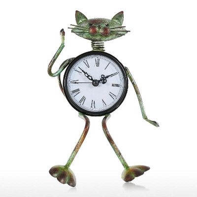 Cat Clock Handmade Vintage Metal Iron Cat Figurine Mute Table Clock Practical Clock One AA Battery
Cat Clock Handmade Vintage Metal Iron Cat Figurine Mute Table Clock Practical Clock One AA Battery