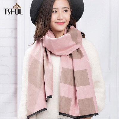 Tsful scarf female winter shawl dual-use thick scarf Korean long section warm fashion student big scarf TSO600WJD plaid - pink
Tsful scarf female winter shawl dual-use thick scarf Korean long section warm fashion student big scarf TSO600WJD plaid - pink
