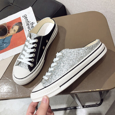 Sequin Baotou half slippers women wear 2019 spring new heel-less loafers fashion flat canvas sandals
Sequin Baotou half slippers women wear 2019 spring new heel-less loafers fashion flat canvas sandals