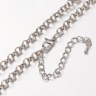 Iron Rolo Chain Necklace Makings with Alloy Lobster Claw Clasps&Iron End Chains Platinum 299
Iron Rolo Chain Necklace Makings with Alloy Lobster Claw Clasps&Iron End Chains Platinum 299