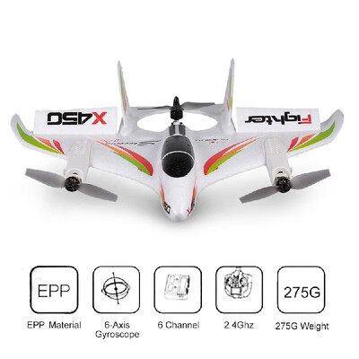 WLtoys XK X450 RC Airplane Brushless 24G 6CH 3D6G RC Helicopters Vertical Takeoff LED RC Glider Fixed Wing Aircraft RTF
WLtoys XK X450 RC Airplane Brushless 24G 6CH 3D6G RC Helicopters Vertical Takeoff LED RC Glider Fixed Wing Aircraft RTF