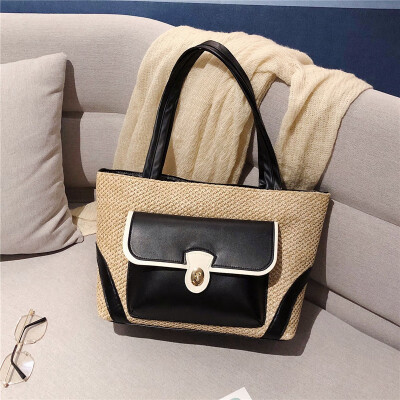 Bag female new fashion woven contrast color billiard backpack wild retro tote bag tide
Bag female new fashion woven contrast color billiard backpack wild retro tote bag tide