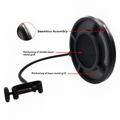 Yanmai Microphone Wind Screen Pop Filter Round Shape Mic Wind Mask Shield Screen Double Layer Metal Mesh with Stand Clip for Broad
Yanmai Microphone Wind Screen Pop Filter Round Shape Mic Wind Mask Shield Screen Double Layer Metal Mesh with Stand Clip for Broad