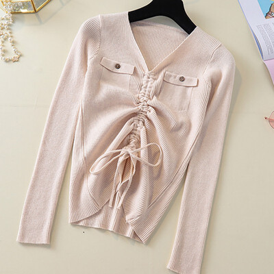 Sweet Drawstring Women Sweater Summer Autumn New Simple Solid Color Sweater Fashion V-Neck Loose Long Sleeve Sweater Tops
Sweet Drawstring Women Sweater Summer Autumn New Simple Solid Color Sweater Fashion V-Neck Loose Long Sleeve Sweater Tops