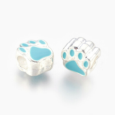 Alloy Enamel European Beads Large Hole Beads Dog Paw Print Silver PaleTurquoise 11x10x7mm Hole 45mm
Alloy Enamel European Beads Large Hole Beads Dog Paw Print Silver PaleTurquoise 11x10x7mm Hole 45mm