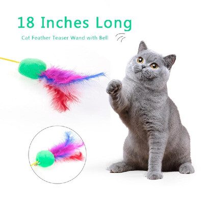 Cat Feather Teaser Wand 18 Inches Long Interactive Feather Teaser Toy with Bell for Cats Kittens
Cat Feather Teaser Wand 18 Inches Long Interactive Feather Teaser Toy with Bell for Cats Kittens