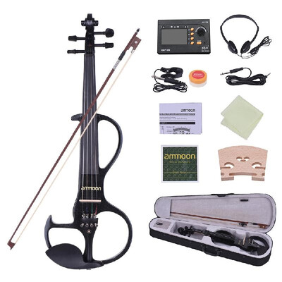 ammoon Full Size 44 Solid Wood Electric Silent Violin Fiddle Style-3 Ebony Fingerboard Pegs Chin Rest Tailpiece with Bow Hard Cas
ammoon Full Size 44 Solid Wood Electric Silent Violin Fiddle Style-3 Ebony Fingerboard Pegs Chin Rest Tailpiece with Bow Hard Cas