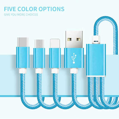 Universal 3-in-1 USB To Micro USB Lightning Type-C Charging Cable Braided Data Line For IPhone Android Phones-12m
Universal 3-in-1 USB To Micro USB Lightning Type-C Charging Cable Braided Data Line For IPhone Android Phones-12m
