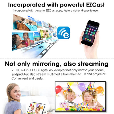 YEHUA Mate 1 EZcast USB Female to HD VGA Adapter Airplay DLNA for Android iOS Smartphone Tablet PC to HDTV Projector
YEHUA Mate 1 EZcast USB Female to HD VGA Adapter Airplay DLNA for Android iOS Smartphone Tablet PC to HDTV Projector