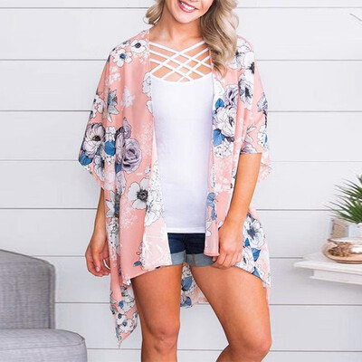 Women Chiffon Kimono Floral Print Open Front Half Sleeve Irregular Low High Hemline Casual Bikini Cover Up
Women Chiffon Kimono Floral Print Open Front Half Sleeve Irregular Low High Hemline Casual Bikini Cover Up