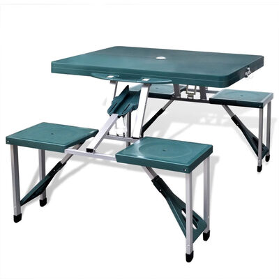 Foldable Camping Table Set with 4 Stools Aluminum Extra Light Green
Foldable Camping Table Set with 4 Stools Aluminum Extra Light Green