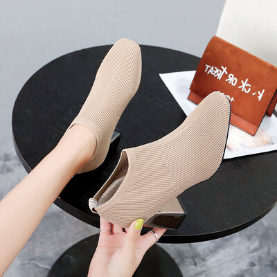 Knitted boots short boots autumn high-heeled shoes ins thin boots thick-heeled Martin boots
Knitted boots short boots autumn high-heeled shoes ins thin boots thick-heeled Martin boots