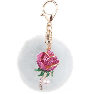 Korean fashion pink rose keychain creative rex rabbit plush ball car bag pendant small gifts
Korean fashion pink rose keychain creative rex rabbit plush ball car bag pendant small gifts