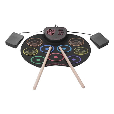 Portable Electronic Drum Set USB Roll Up Drum Pad Kit 9 Drumpads Built-in Speaker Lithium Battery with Sticks&Foot Pedals Digi
Portable Electronic Drum Set USB Roll Up Drum Pad Kit 9 Drumpads Built-in Speaker Lithium Battery with Sticks&Foot Pedals Digi