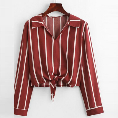 Tailored Casual Women Blouse Turn Down Collar Long Sleeve Stripe Shirt Up Knot Tied
Tailored Casual Women Blouse Turn Down Collar Long Sleeve Stripe Shirt Up Knot Tied