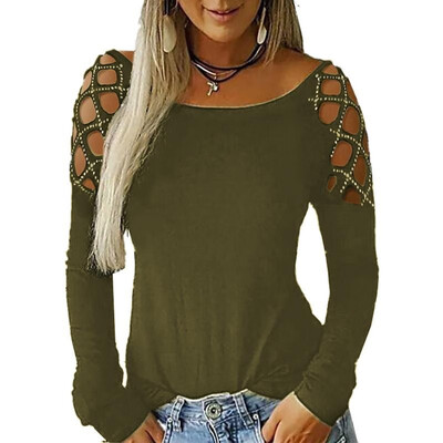 Women Plus Size T-shirt Solid Color Rhinestone Hollow Out Long Sleeve Sexy Hot Party Wear Tee Tops
Women Plus Size T-shirt Solid Color Rhinestone Hollow Out Long Sleeve Sexy Hot Party Wear Tee Tops