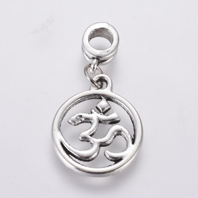 Tibetan Style Alloy Large Hole European Dangle Beads Flat Round with Mark Ohm Antique Silver 32mm Hole 5mm
Tibetan Style Alloy Large Hole European Dangle Beads Flat Round with Mark Ohm Antique Silver 32mm Hole 5mm