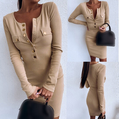 Tailored Women Sexy Long Sleeve Solid O Neck Fitted Waist A-Shaped Button Mini Dress
Tailored Women Sexy Long Sleeve Solid O Neck Fitted Waist A-Shaped Button Mini Dress