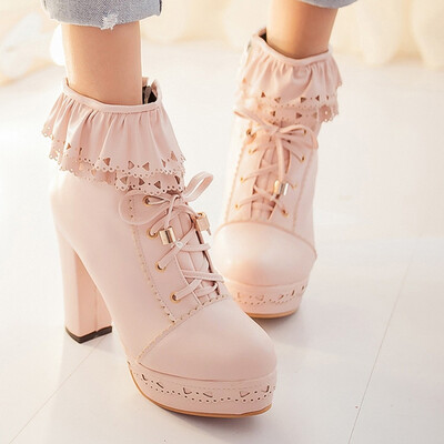 Rose Womens Boots Lolita Sweet Round Toe Lace Up Platform High Heel Ankle Snow Boots
Rose Womens Boots Lolita Sweet Round Toe Lace Up Platform High Heel Ankle Snow Boots