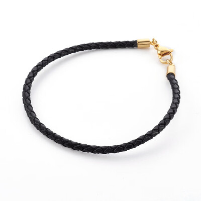 Braided Leather Cord Bracelet Making with 304 Stainless Steel Lobster Claw Clasps Golden Black 8-38"214cm 3mm
Braided Leather Cord Bracelet Making with 304 Stainless Steel Lobster Claw Clasps Golden Black 8-38"214cm 3mm