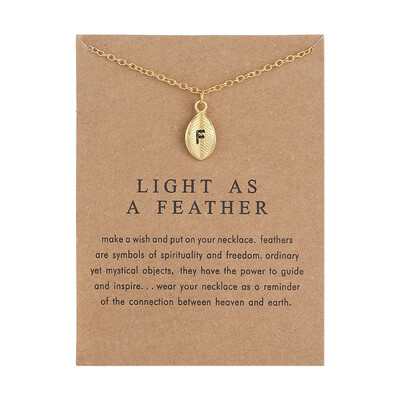 New Arrived Leaves Light As A Feather Personality 26 English Letters Alphabet Necklace Alloy Pendant
New Arrived Leaves Light As A Feather Personality 26 English Letters Alphabet Necklace Alloy Pendant