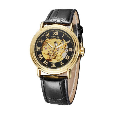 WINNER High Quality Hollowed-out Self-winding Automatic Mechanical Watch Transparent Case-back PU Leather Strap Unisex Wristwatch
WINNER High Quality Hollowed-out Self-winding Automatic Mechanical Watch Transparent Case-back PU Leather Strap Unisex Wristwatch