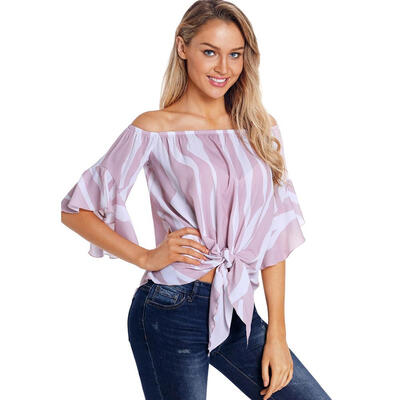 Sexy Stripe Large Size Tees Tops Women Off Shoulder Flare Sleeve T-shirts
Sexy Stripe Large Size Tees Tops Women Off Shoulder Flare Sleeve T-shirts